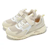 Fila 慢跑鞋 J821Z 大童 小朋友 米 白 魔鬼氈 運動鞋 斐樂 3J821Z771 19cm BEIGE/WHITE