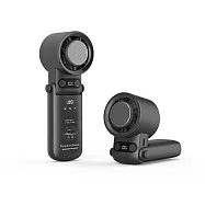 【樂活不露 x 野一夏】浩瀚冰晶製冷摺疊風扇|三用掛脖手持桌立涼感扇 USB快充 LCD顯示 降溫神器 -曜黑