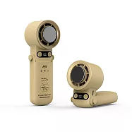 【樂活不露 x 野一夏】浩瀚冰晶製冷摺疊風扇|三用掛脖手持桌立涼感扇 USB快充 LCD顯示 降溫神器 -卡其