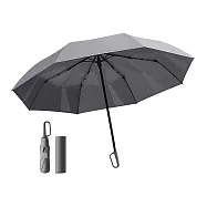 【野一夏】三秒瞬收 雙傘骨設計折疊傘 環扣手把×熱壓記憶折痕×抗UV防潑水傘布 -灰色