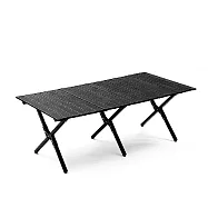 【野一夏】150cm碳鋼蛋捲摺疊桌|特大號露營桌-附收納袋 野餐桌|戶外可攜摺疊桌 -黑色