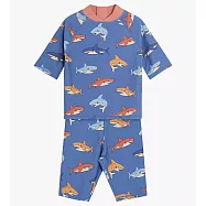 英國 JoJo Maman BeBe 嬰幼兒/兒童兩件式防曬泳裝 4-5Y _鯊魚戲水