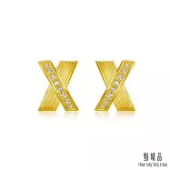 【點睛品】閃耀焦點 鑽石黃金耳環 (一對)
