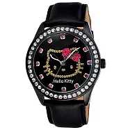 HELLO KITTY 璀璨晶鑽時尚腕錶-全黑