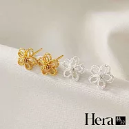 【Hera 赫拉】簍空線條雛菊耳針/耳環 銀色