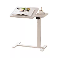 Cooyee 可翻轉桌板電動升降床邊桌(電池款) 筆電桌 讀書桌 閱讀桌 可翻轉 C型低底盤 -白色