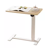 Cooyee 可翻轉桌板電動升降床邊桌(電池款) 筆電桌 讀書桌 閱讀桌 可翻轉 C型低底盤 -原木色