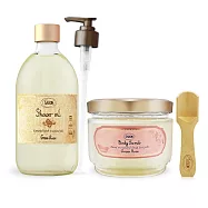 SABON 明星二部曲[沐浴油500ml+身體磨砂膏600g]-多味道可選-國際航空版 綠玫瑰