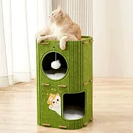 加厚貓抓板樹洞貓窩二層款(寵物用品/貓窩/貓屋/貓玩具/寵物睡窩/貓跳台) 無 二層款-綠色