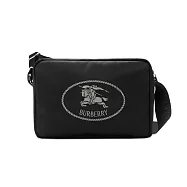 BURBERRY Orkney戰馬LOGO尼龍斜背包 黑色