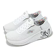 Skechers 慢跑鞋 Max Cushioning Elite 2.0 女鞋 白 黑 聯名 彩色愛心 緩衝 運動鞋 129637WBK 25.5cm WHITE/BLACK
