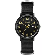 JULIUS 聚利時 維納斯的低語_簡約尼龍日顯錶帶腕錶 JA-1552(五色/34mm) 經典黑