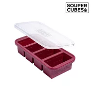 【Souper Cubes】多功能食品級矽膠保鮮盒-酒紅色 4格