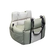 【野一夏】多功能攜帶式可折疊加厚狗窩-含安全繩 寵物車窩 寵物安全座椅 外出窩 寵物車用 車用寵物座椅 -米綠色