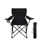 【野一夏】折疊加寬輕量杯架露營椅 摺疊收納椅 釣魚椅 野餐椅 露營椅 -黑色