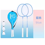 【WIDE VIEW】鐵合金兒童羽毛球拍2入組(附收納袋3顆羽球 羽球拍 練習球拍 訓練球拍 兒童球拍/BR-230) 藍色