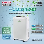 SANLUX台灣三洋16L變頻空氣清淨除濕機 SDH-V160N