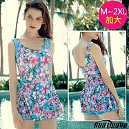 Heatwave熱浪 加大連身萊克泳裝 芙藍風采(M-2XL) 藍粉-M