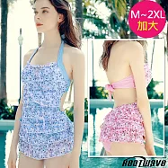 Heatwave熱浪 加大連身萊克泳裝 露背藍粉甜心(M-2XL) 藍色-M