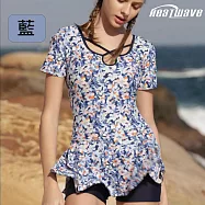 Heatwave熱浪 加大連身萊克泳裝 花宴婀娜(M-2XL) 藍-M