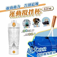 【太力】炫彩Tritan電動運動蛋白粉咖啡攪拌杯(含粉盒)650ml 白