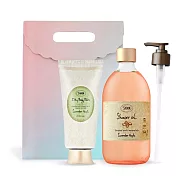 SABON 絲綢Q彈肌必備組[沐浴油500ml+絲綢身體乳液200ml]-多味道可選-國際航空版 香蘋薰衣草