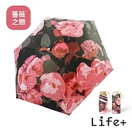 Life+ 花開半夏掌心のミニ守傘輕量220g六折黑膠傘UPF50+/晴雨兩用抗UV傘_6款任選 _薔薇之戀