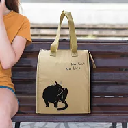 日本進口慵懶貓咪保溫保冷購物袋-駝色