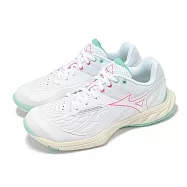 Mizuno 羽球鞋 Wave Fang 2 寬楦 男鞋 女鞋 白 粉紅 回彈 室內運動 羽排鞋 美津濃 71GA2313-40 24cm WHITE/PINK