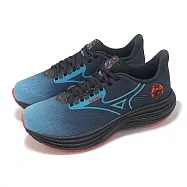 Mizuno 慢跑鞋 Wave Rider 29 Amsterdam 男女鞋 藍 黑 阿姆斯特丹 波浪片 美津濃 J1GC2562-01 31cm NAVY/BLACK