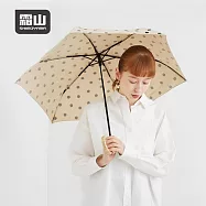 【日本霜山】復古水玉點點6骨晴雨兩用竹柄摺疊傘(附收納提袋)- 奶茶白