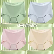 CS22 夏季胖MM高腰大碼款冰絲花邊內褲5色(2XL) -4入組 B款 綠+藍+粉+膚