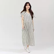 好我_Phoebe口袋V領直條洋裝 F 黑白條