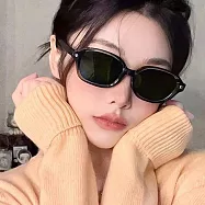 seoul show首爾秀 180度全折疊彈簧腿復古橢圓框男女太陽眼鏡UV400墨鏡 6180 蒼雪灰