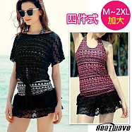 Heatwave熱浪 四件式泳裝 三種配搭 名媛時尚蕾絲套裝(M-2XL) 藍綠-M