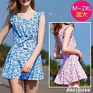 Heatwave熱浪 加大泳裝 萊克連身裙 清秀花漾(M-2XL) 藍色-M