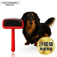 美國克莉絲汀森 Chris Christensen Karben系列木柄氣墊寵物按摩針梳(中型/紅)