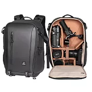 Prowell 26L大容量多功能專業攝影後背包 2機多鏡內部自由收納 網紅創作者攝影器材包 WIN-23398 黑色