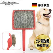 美國克莉絲汀森 Chris Christensen Big G 極密蓬鬆氣墊彎針寵物梳(大型/珊瑚紅木柄)