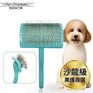 美國克莉絲汀森 Chris Christensen Big T極密蓬鬆氣墊彎針寵物梳(中型/湖水綠木柄)