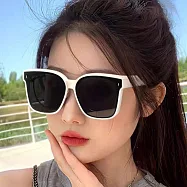 seoul show首爾秀 輕量全折疊套鏡抗UV400太陽眼鏡墨鏡 918 亮白框黑灰片