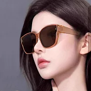 seoul show首爾秀 輕量全折疊套鏡抗UV400太陽眼鏡墨鏡 918 透茶框茶片