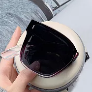 seoul show首爾秀 輕量全折疊套鏡抗UV400太陽眼鏡墨鏡 918 漸透紫框黑灰片