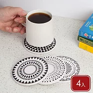 《NOW》石陶吸水杯墊4入(日輪光輝) | 咖啡杯墊 飲料墊 水杯墊 茶墊