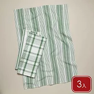 《NOW》Jumbo格紋純棉擦拭布3入(茶綠格紋91x61cm) | 廚房抹布 清潔布 擦拭布 茶巾