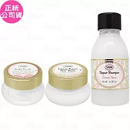SABON綠玫瑰 植系髮肌三部曲禮盒(賦活天竺葵死海鹽頭皮磨砂膏20g+綠玫瑰淨潤洗髮乳50ml+綠玫瑰三效修護煥髮膜15ml)(公司貨)