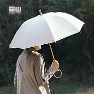 【日本霜山】復古竹柄8骨晴雨兩用長柄傘- 白