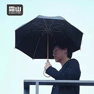 【日本霜山】復古竹柄8骨晴雨兩用長柄傘- 黑