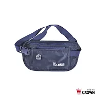 【CROWN 皇冠】RFID阻隔旅行腰包 深藍色 (隨身包/防潑水)