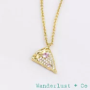 Wanderlust+Co 澳洲品牌 披薩項鍊 14K鍍金5A級粉紅鋯石 紐約靈感系列 Pizza Slice